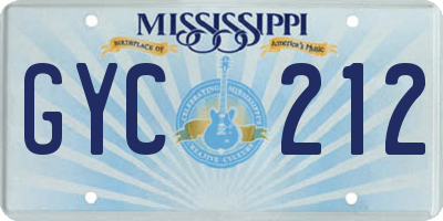 MS license plate GYC212