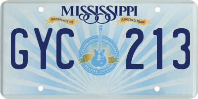 MS license plate GYC213