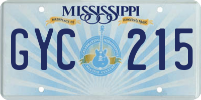 MS license plate GYC215
