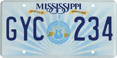 MS license plate GYC234