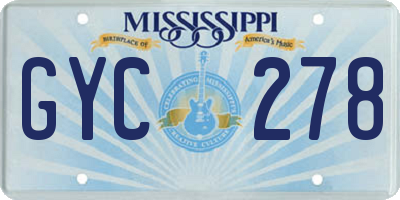 MS license plate GYC278