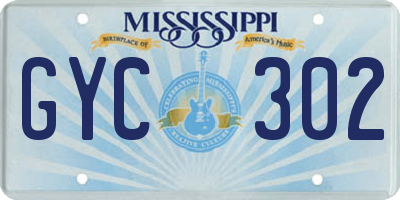 MS license plate GYC302