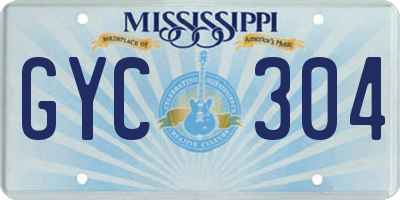 MS license plate GYC304