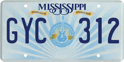 MS license plate GYC312
