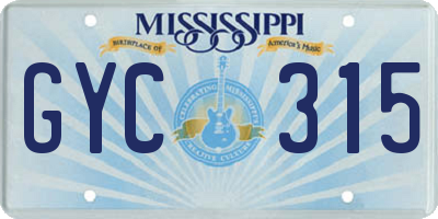 MS license plate GYC315