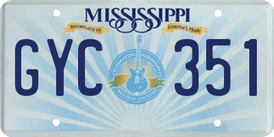 MS license plate GYC351