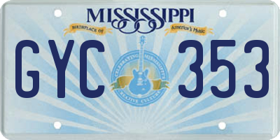 MS license plate GYC353
