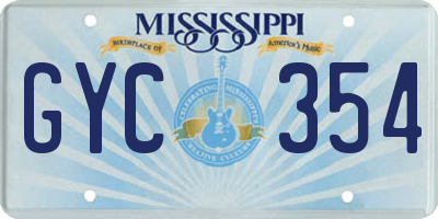 MS license plate GYC354