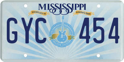 MS license plate GYC454