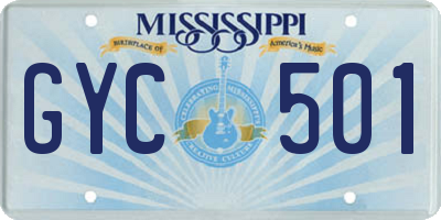 MS license plate GYC501
