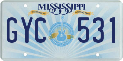 MS license plate GYC531