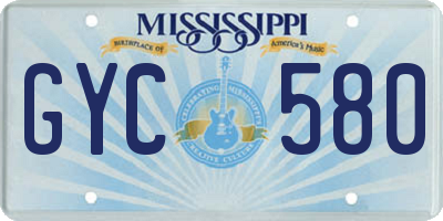 MS license plate GYC580