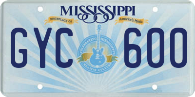 MS license plate GYC600