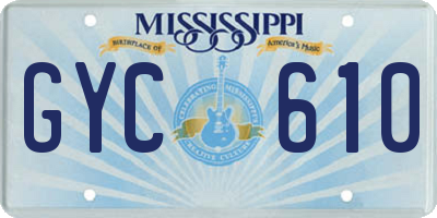 MS license plate GYC610