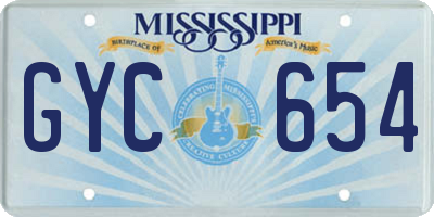 MS license plate GYC654