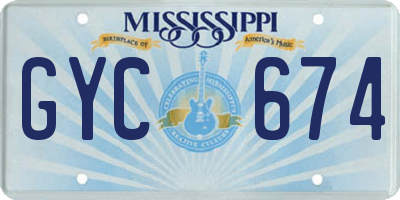 MS license plate GYC674