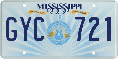 MS license plate GYC721