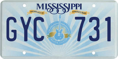MS license plate GYC731