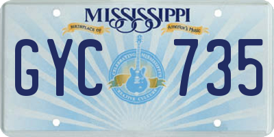 MS license plate GYC735