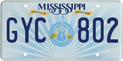 MS license plate GYC802