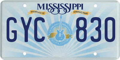 MS license plate GYC830