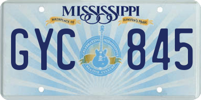 MS license plate GYC845