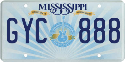 MS license plate GYC888