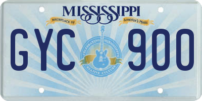 MS license plate GYC900