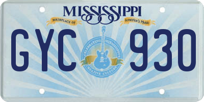MS license plate GYC930