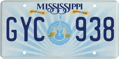 MS license plate GYC938
