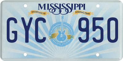 MS license plate GYC950