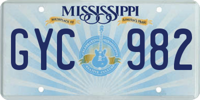 MS license plate GYC982