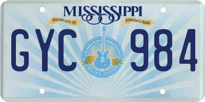MS license plate GYC984
