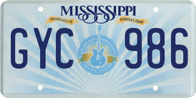MS license plate GYC986