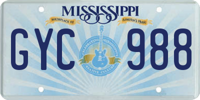 MS license plate GYC988