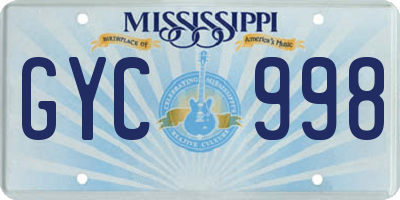MS license plate GYC998