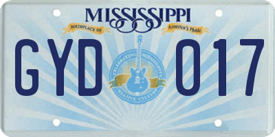MS license plate GYD017