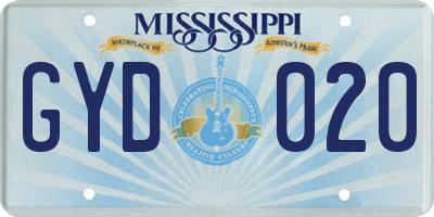 MS license plate GYD020