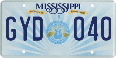 MS license plate GYD040