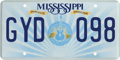 MS license plate GYD098