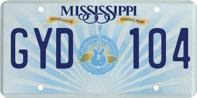 MS license plate GYD104