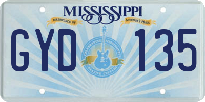 MS license plate GYD135
