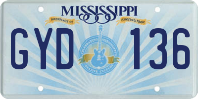 MS license plate GYD136