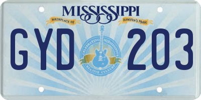 MS license plate GYD203