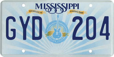 MS license plate GYD204