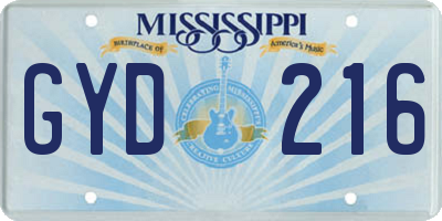 MS license plate GYD216