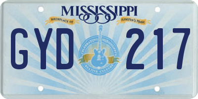 MS license plate GYD217