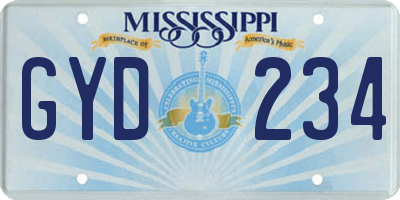MS license plate GYD234
