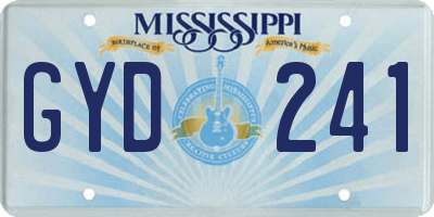 MS license plate GYD241