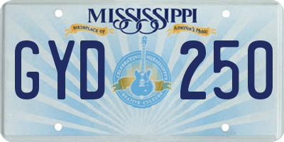 MS license plate GYD250